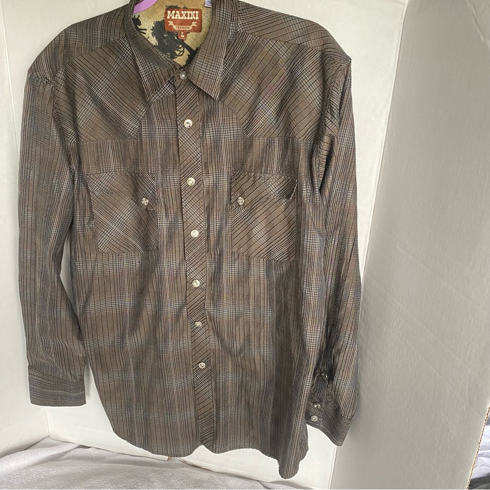 Maxini premium men’s L western long sleeve snap-up shirt